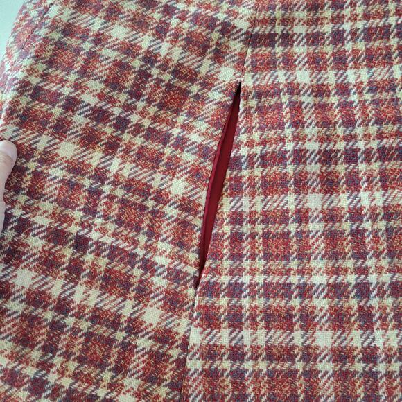Vintage Seaton Hall Wool Red Plaid Poncho Cape Button-up Lined Small/Medium - Picture 4 of 7